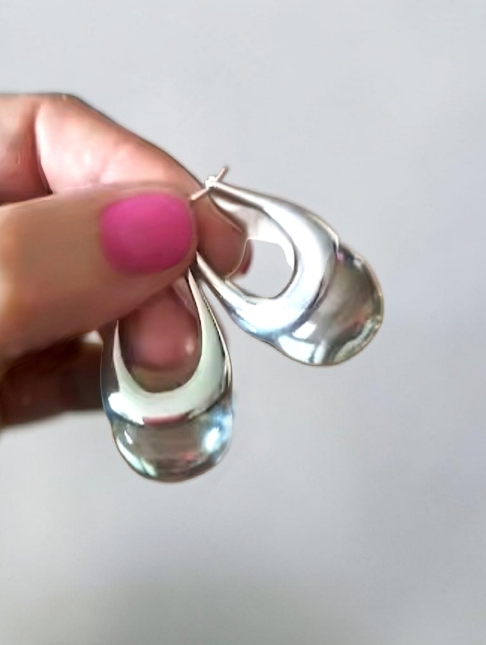 Chunky Silver Tone U Shaped Hoop Earrings NWOT
